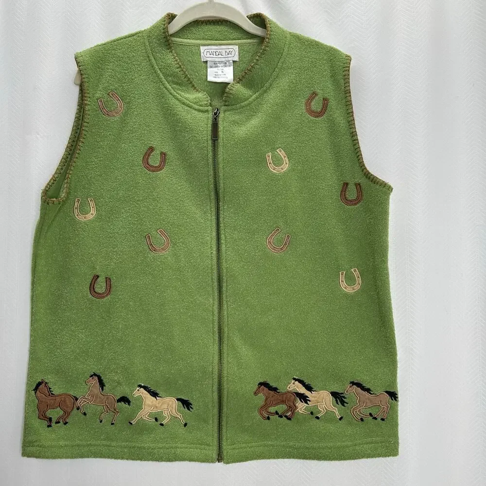Mandal Bay green best horse embroidery equestrian ranch western horseshoe